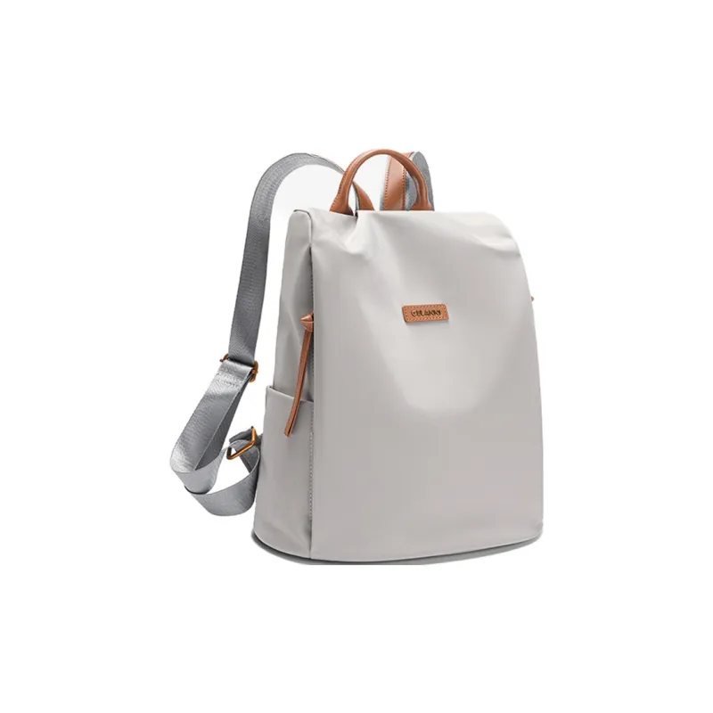 GELANNI Nylon Backpack Unisex Light Gray-1
