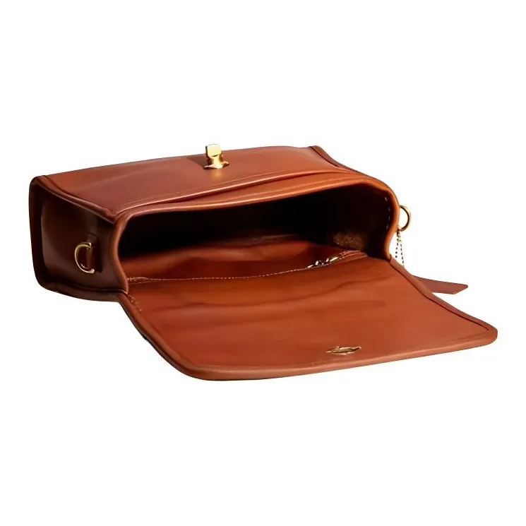 COACH Court Leather Crossbody Bag Medium Size Women's Brown-2