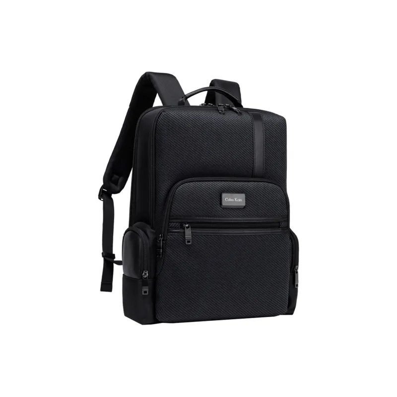 COLINS KEIRS Fabric With Genuine Leather Backpack Large Size Men's Black-2