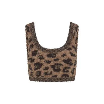 SKIMS FW24 Fake Day Collection COZY KNIT SCOOP BRALETTE Bra Women's 1 Pack LEOPARD PRINT/Leopard