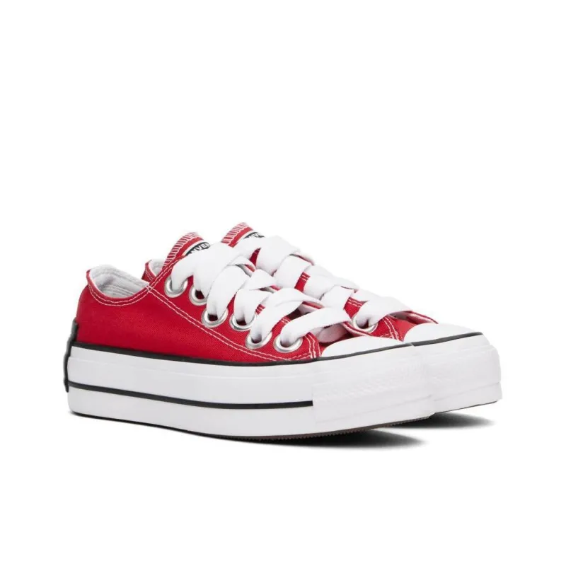 Converse Chuck Taylor All Star Abrasion Resistant Height Increasing Low Top Canvas Shoes Unisex Red White-2