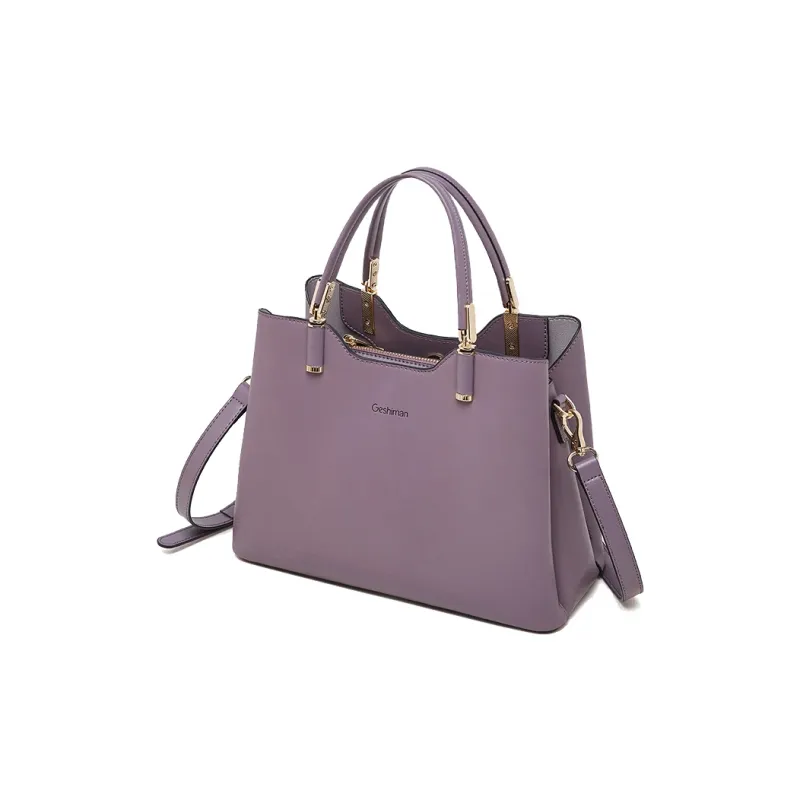 Geshiman Cow Leather Shoulder Bag Crossbody Bag Handbag Large Size Women's Ecru/Beige Apricot/Royal Blue/Purple/Maroon-16
