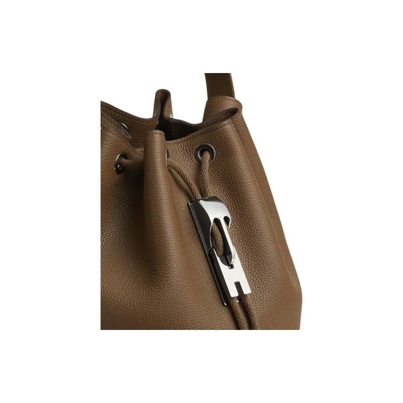 HERMES Togo Calfskin Bucket Bag Handbag Shoulder Bag Crossbody Bag Women's 6T Toundra Tundra Green & Brown Green-4