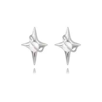 Muyan Alloy Planet Four Point Star Stud Earrings Unisex