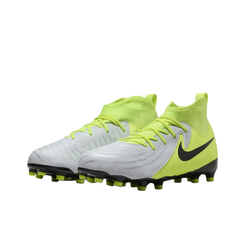 Nike Phantom Luna 2 Anti Slip Wear Resistant High Top Kids' Soccer Shoes Neon Yellow Teenagers-2