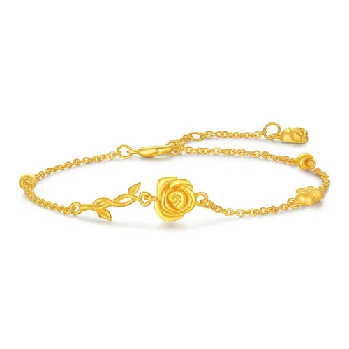 CHAOHONGJI Floral Charm Rose New Chinese Style Chinese Style Solid Gold Priced In Gram Gold Bracelet Women's
