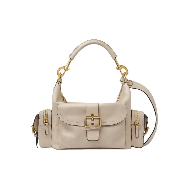 Chloe Natural Shiny Buffalo Leather Camera Bag Shoulder Bag Crossbody Bag Handbag Women's Brown-0