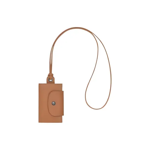 LONGCHAMP Le Pliage Cuir Leather Hanging Rope Card Holder Coin Purse Women's Brown