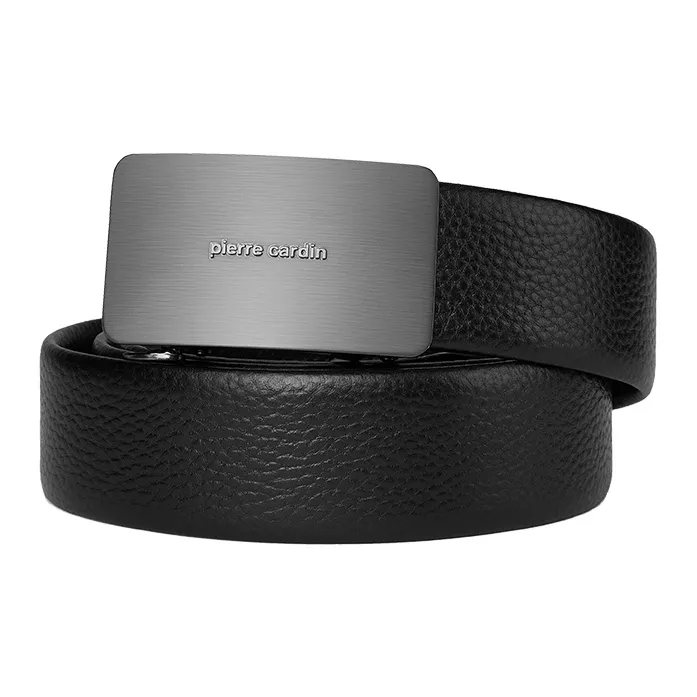PIERRE CARDIN Top Grain Cow Leather Belts Men's Black 3.5cm-4