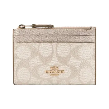 COACH Artificial Leather Card Holder Mini Women's Champagne