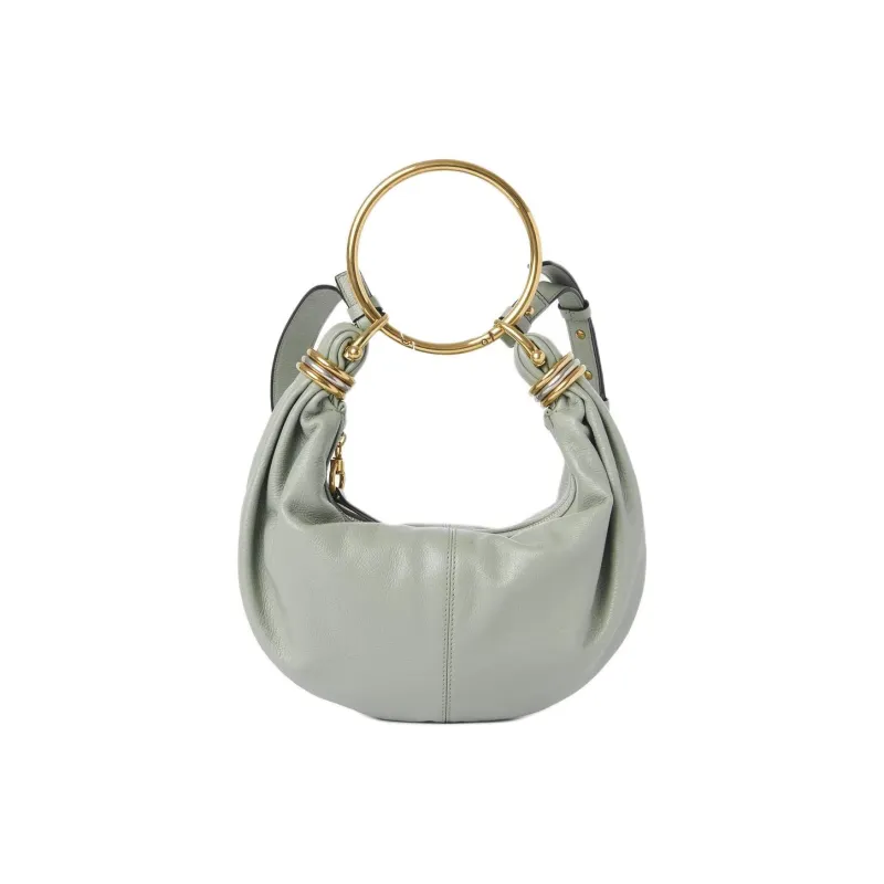 Chloe Calfskin Hobo Bag, Shoulder Bag, Crossbody Handbag Small Size Women's Seaweed Color-1