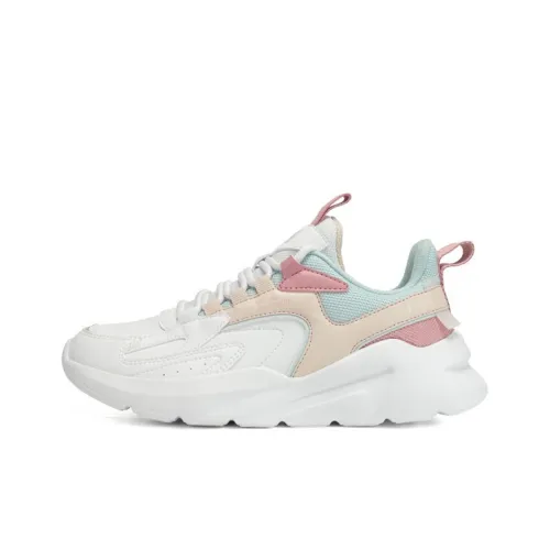Erke Cushioned Slip Resistant Low Top Sprint Running Shoes Women's White Pink