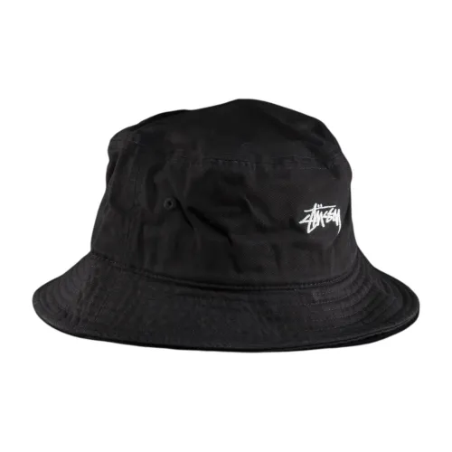 Stussy Cotton Twill Bucket Hats Unisex Black