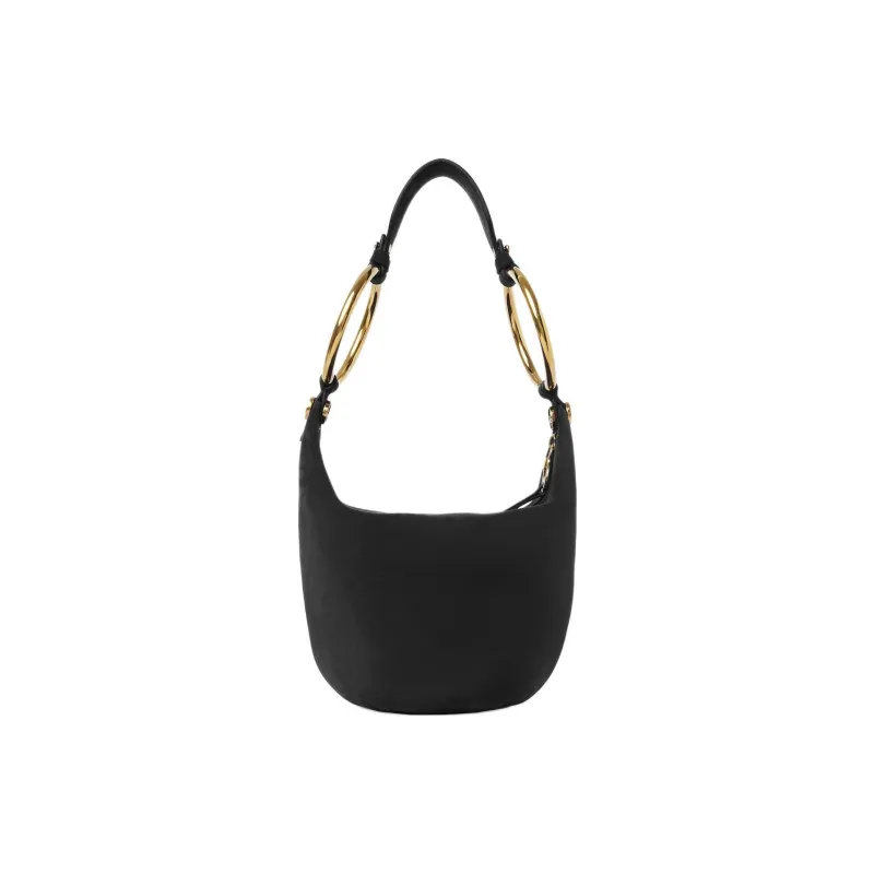 Chloe Suede Goat Leather Handbag Shoulder Bag Small Size Women's Black-3