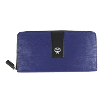 MCM Leather Wallet Large Size Men's Marine Blue
