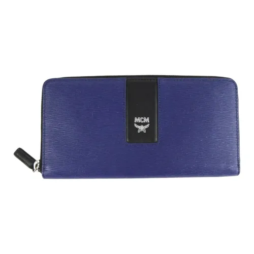 MCM Leather Wallet Large Size Men's Marine Blue