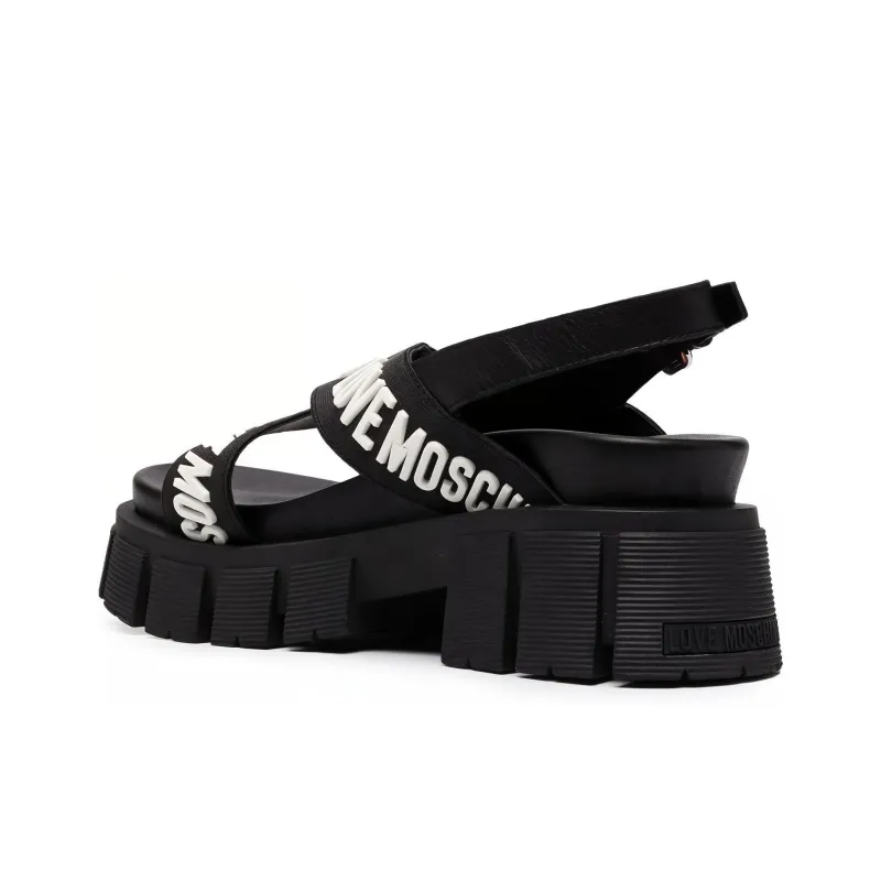 MOSCHINO Strap Sandals Women's Black White-3