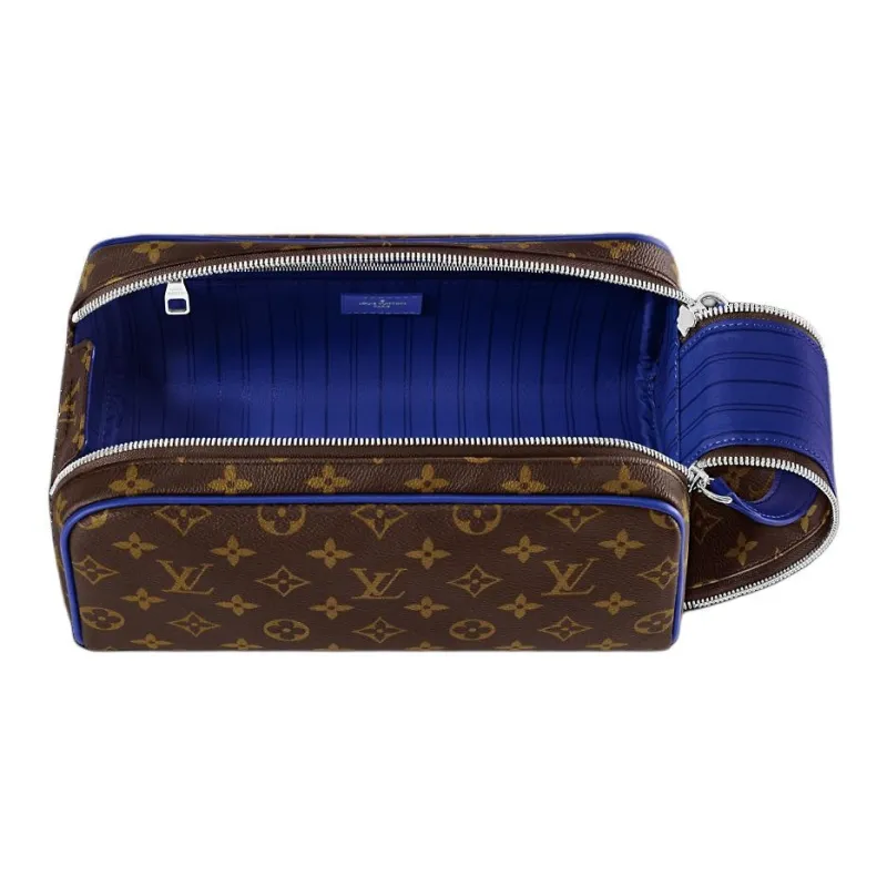 LOUIS VUITTON Dopp Kit Monogram Macassar Coated Canvas Toiletry Bag Men's Indigo-2