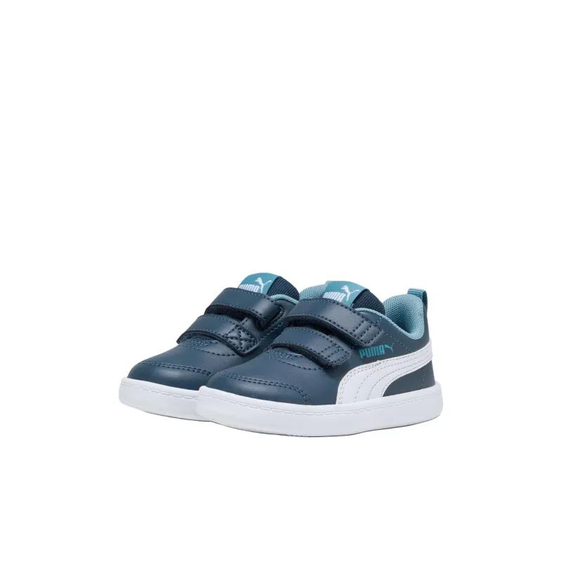PUMA Courtflex V2 Anti-Slip Wear-Resistant Low-Top Kids' Skateboarding Shoes Blue White Children Aged 3-7 Years Old-2