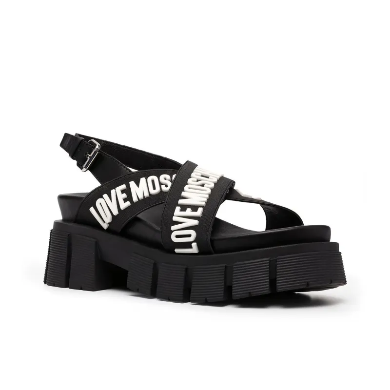 MOSCHINO Strap Sandals Women's Black White-2