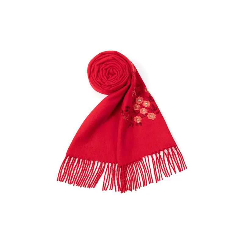 Shanghai Story Sheep Wool Knit Scarves Women's Sandalwood 5 Colors To Choose From-1