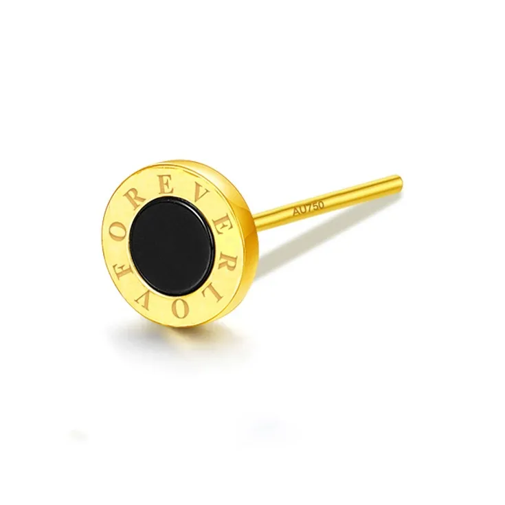 DAIRUO 18K Gold Colored Gold Stud Earrings Unisex-2