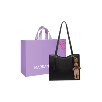 MARKANGARO PU Tote Medium Size Women's Black/Brown/Ecru