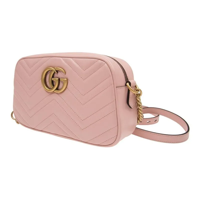 GUCCI GG Marmont Quilting Leather Camera Bags Crossbody Bag Shoulder Bag Women's Pink-1