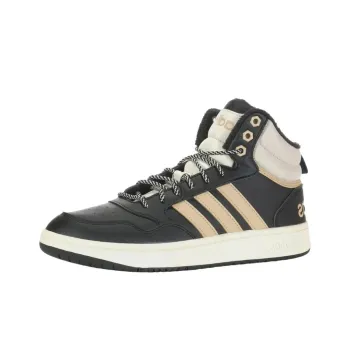 Adidas HOOPS 3.0 Anti Slip Wear Resistant Mid Top Skateboard Shoes Men's Black Beige