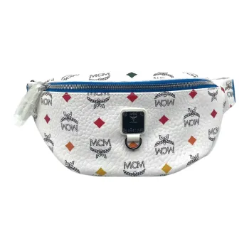 MCM Coated Canvas Fanny Pack Small Size Unisex White