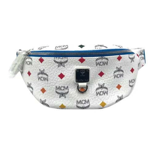 MCM Coated Canvas Fanny Pack Small Size Unisex White