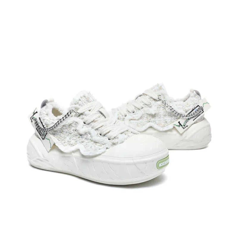 MOREMORENOISE Canvas Shoes Women's Low Top White-2