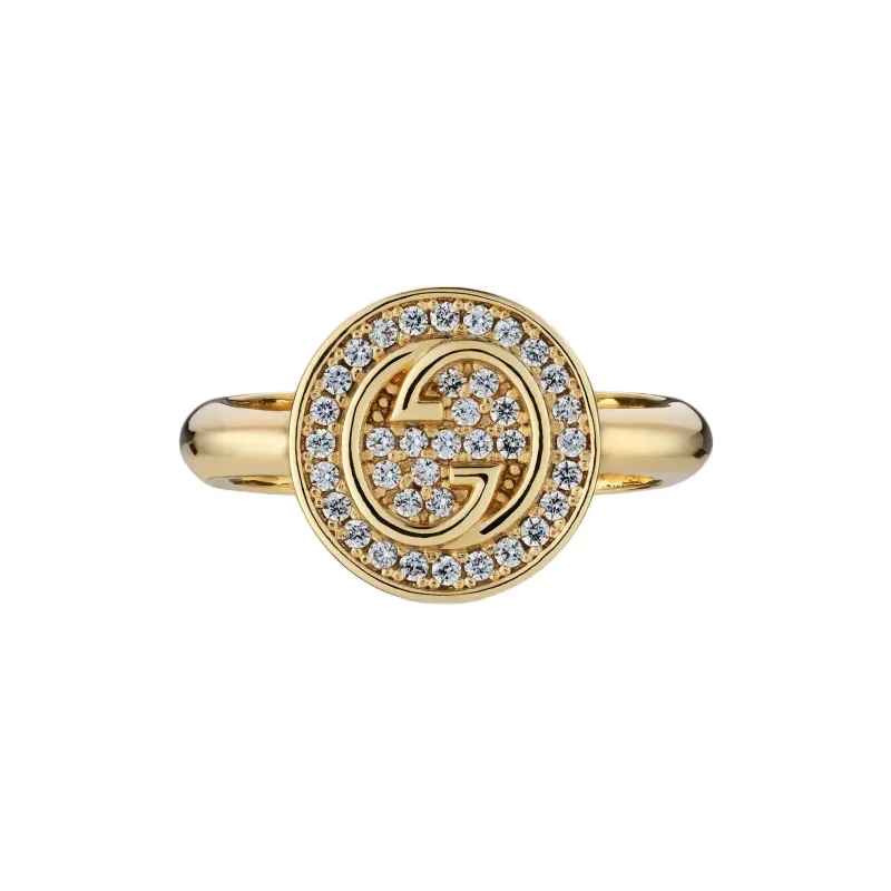 GUCCI Crystal Rings Women's Gold-1