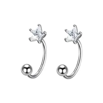 Heart Grass S925 Silver Stud Earrings Women's