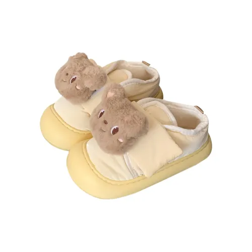 Thin Strips Cotton Slippers Women's, Lemon
