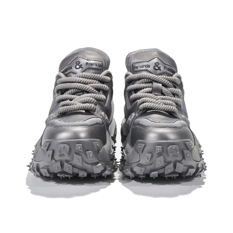 FERNANDA FRANKLIN Anti Slip Wear Resistant Low Top Chunky Sneakers Women's Gray-3