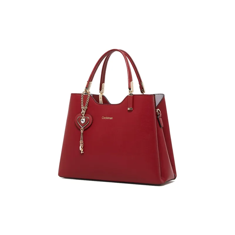 Geshiman Cow Leather Shoulder Bag Crossbody Bag Handbag Large Size Women's Ecru/Beige Apricot/Royal Blue/Purple/Maroon-22