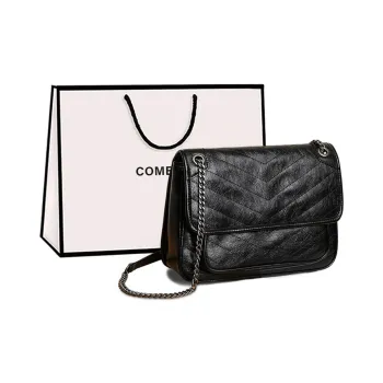 COMELY Synthetic Leather Chain Bag Shoulder Bag Messenger Bag Hobo Bag Regular Women's Black