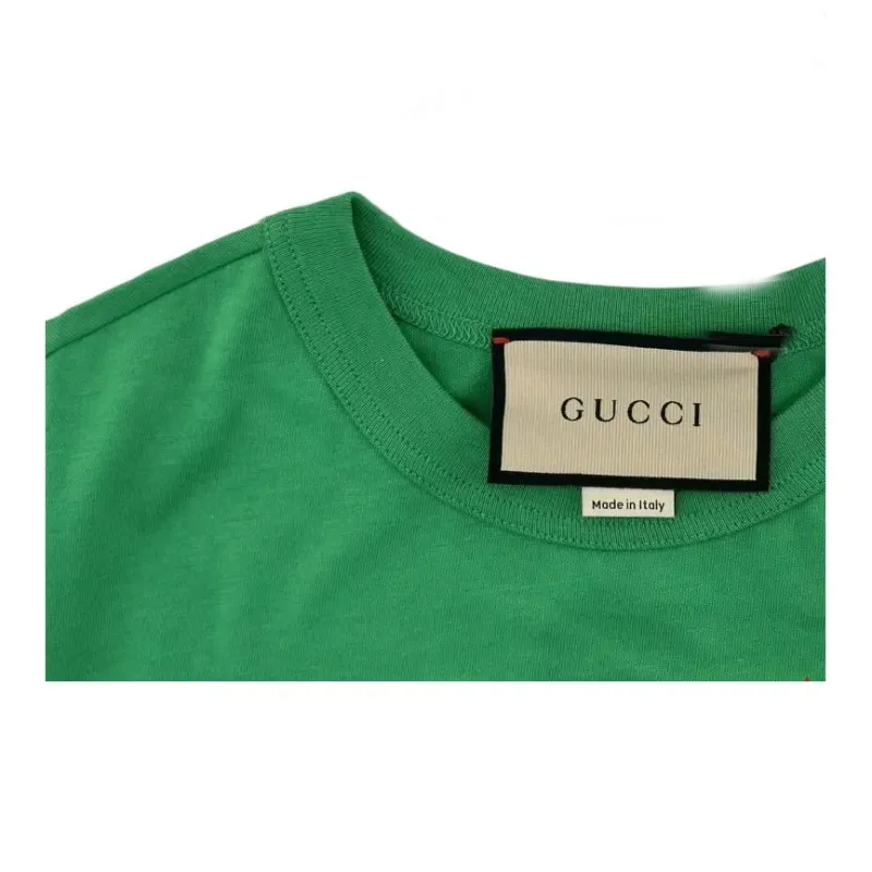 GUCCI Letter Print Crew Neck Short Sleeved T Shirt T Shirt Women's Green-2