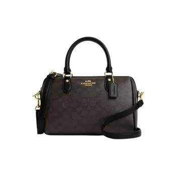 COACH Rowan Artificial Leather Shoulder Bag, Crossbody Bag, Handbag Medium Size Women's Walnut