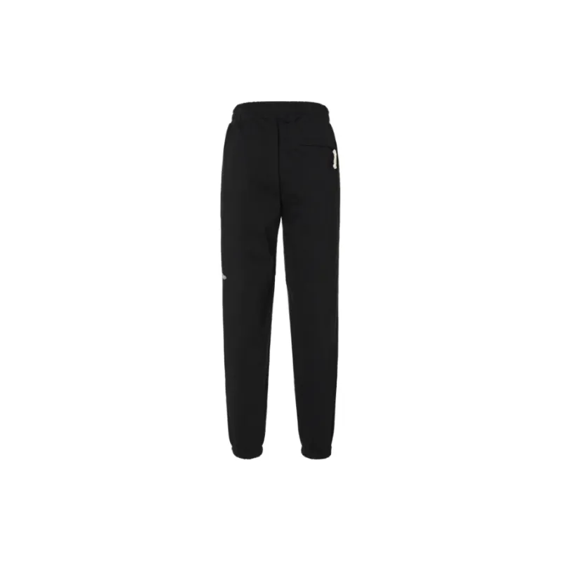 New Era Solid Color Adjustable Elastic Band Design Casual Cuffed Pants Sweatpants, Fall Unisex Black-2
