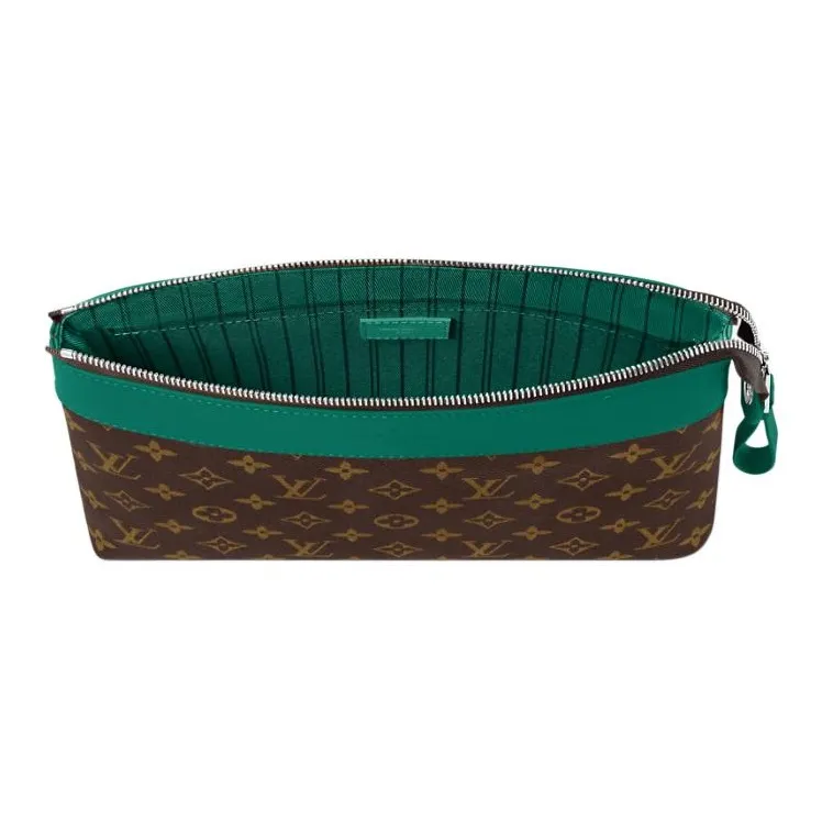 LOUIS VUITTON Pochette Voyage Coated Canvas Clutch Men's Brown & Green-3