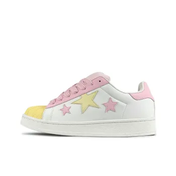 LuzaoT SUPER DRAG Shell Head Anti Slip Wear Resistant Low Top Skateboard Shoes Women's Beige Pink Yellow