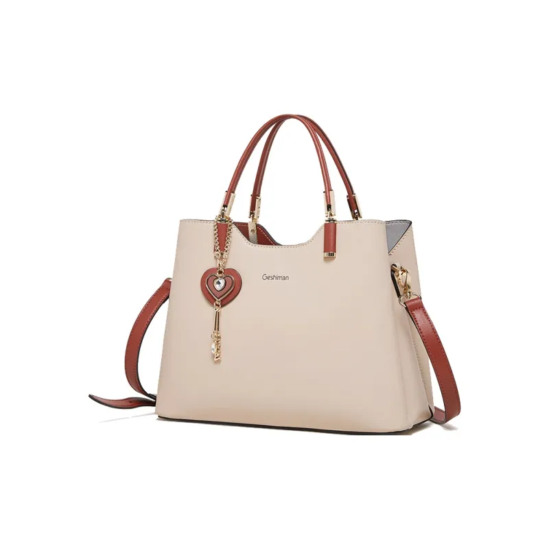 Geshiman Cow Leather Shoulder Bag Crossbody Bag Handbag Large Size Women's Ecru/Beige Apricot/Royal Blue/Purple/Maroon-9