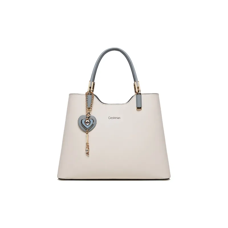 Geshiman Cow Leather Shoulder Bag Crossbody Bag Handbag Large Size Women's Ecru/Beige Apricot/Royal Blue/Purple/Maroon-0