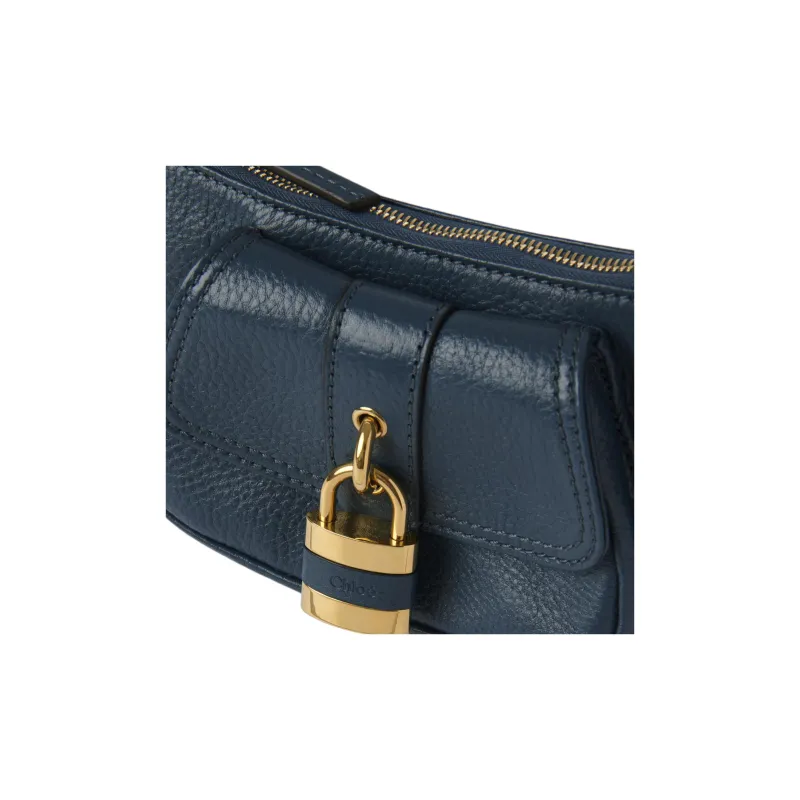 Chloe Shiny Grained Calfskin Handbag Shoulder Bag Regular Women's Tapestries Blue-4