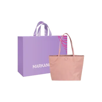MARKANGARO Nylon Tote Handbag, Shoulder Bag Women's Ecru/Pink