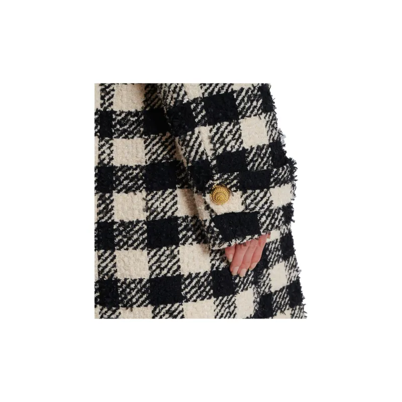BALMAIN Long 6-Button Tweed Coat-7