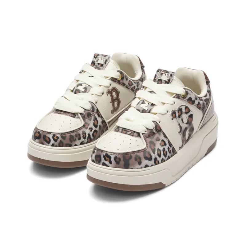 MLB Chunky Liner Anti Slip Wear Resistant Low Top Skateboard Shoes Unisex White Brown-2