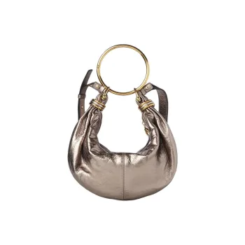 Chloe Calfskin Hobo Bag Shoulder Bag Crossbody Handbag Small Size Women's Bright Gray